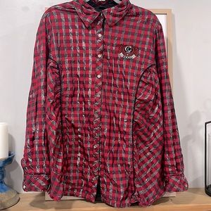 COOGI Metallic Plaid Long Sleeve Shirt, Size 3X